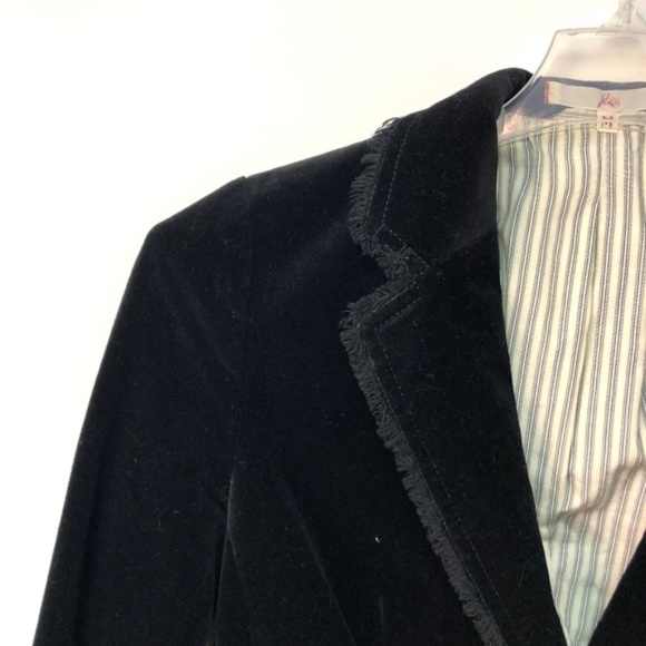 Joie Crushed Velvet Fringe Trim Blazer Lined Jacket - Picture 5 of 8